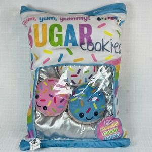 Iscream Sugar Cookies Play Plush Pillow Bag Set w/ 3 Mini Cookies Inside Pastel